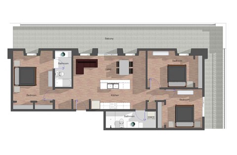 3 Bedroom, 2 Bathroom. 1,199 square feet.